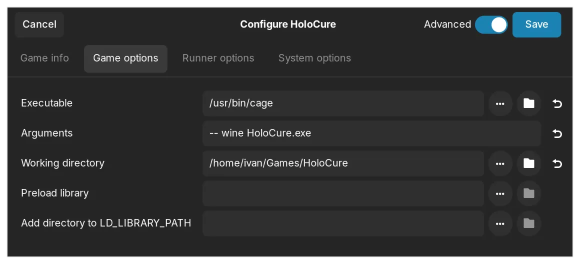 Параметры Game Options